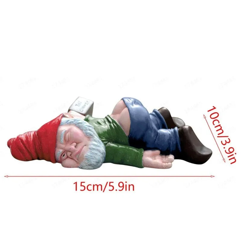 15CM Christmas Drunken Garden Gnome Funny Resin Statues for Home Decor Whimsical Indoor Outdoor Ornaments Ecoresin Weatherproof