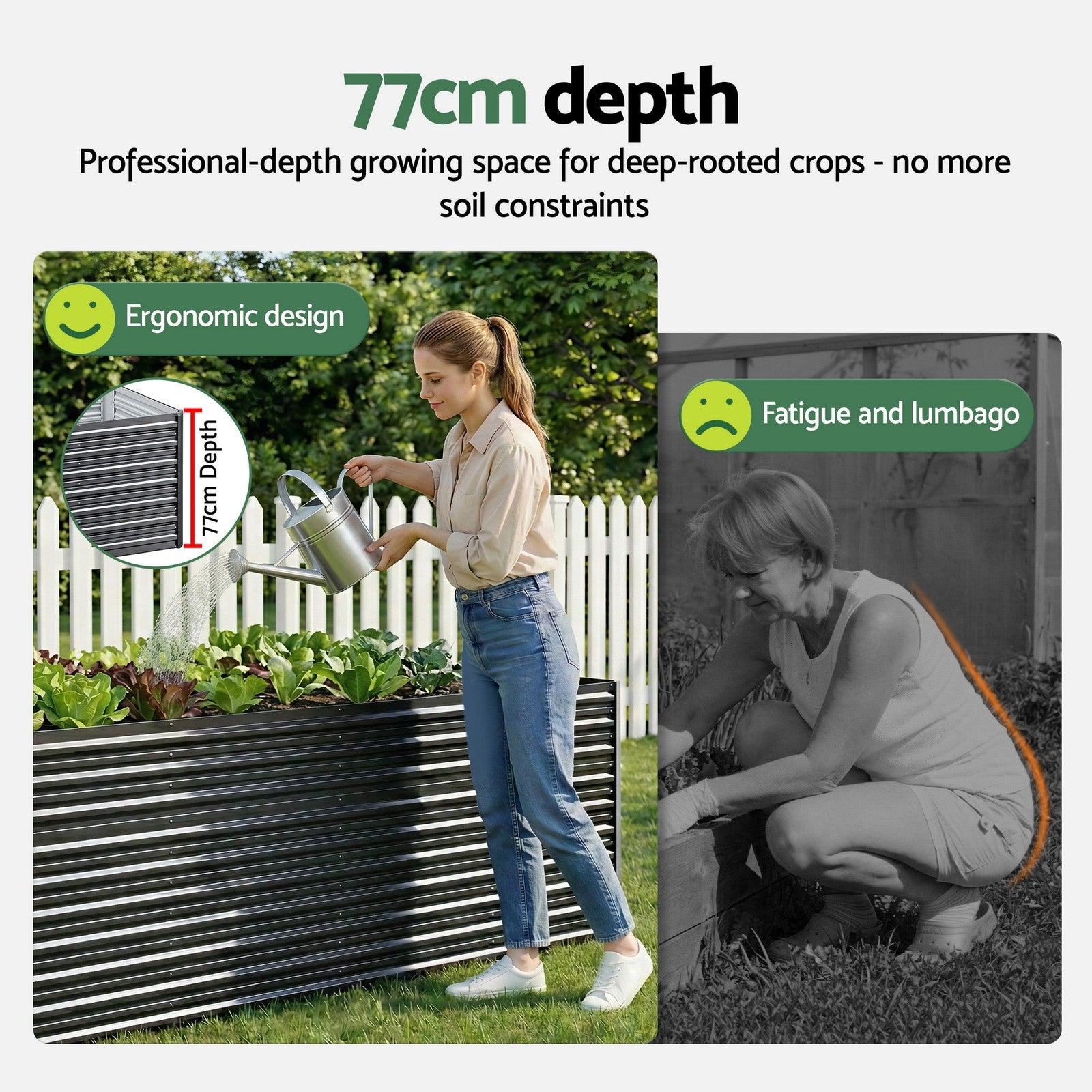 Green Fingers Raised Garden Bed 320X80X77Cm Planter Box Container Galvanised