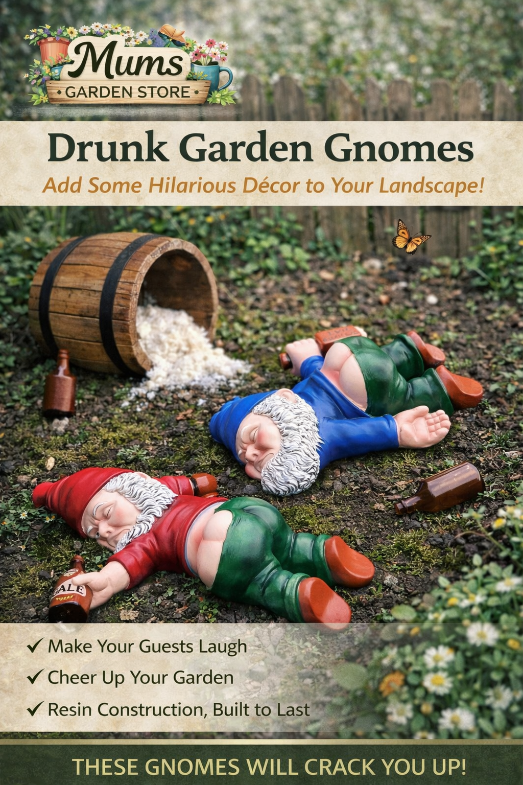 Drunken Garden Gnome. 15CM