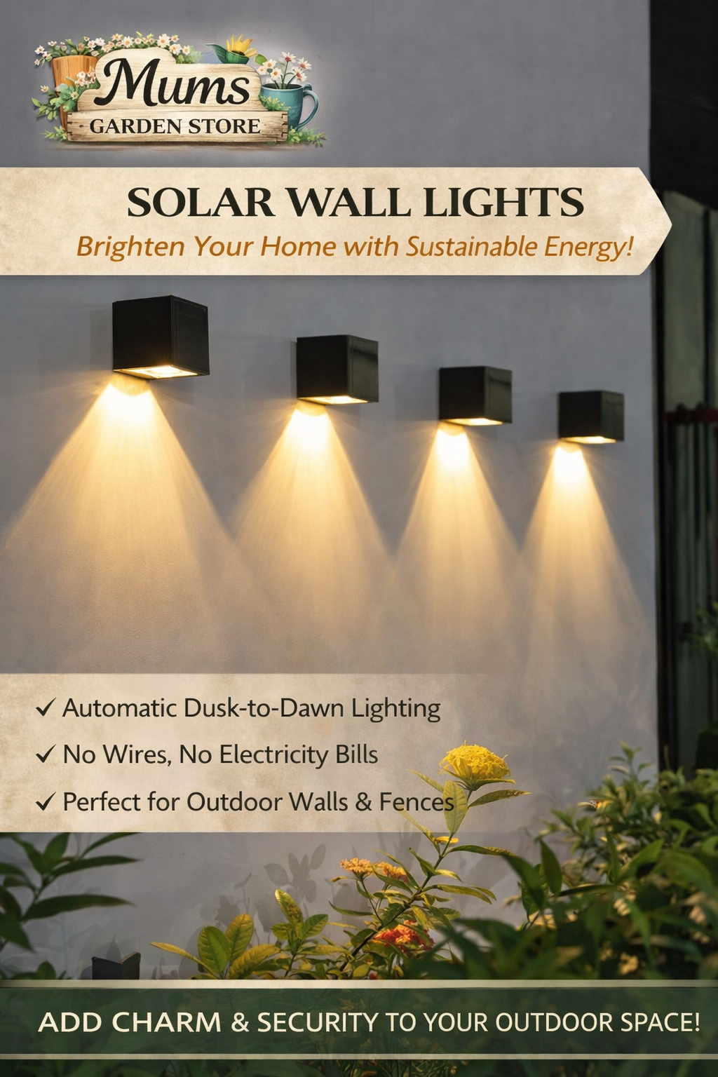 LED Solar Light Outdoor Garden Wall Lamp