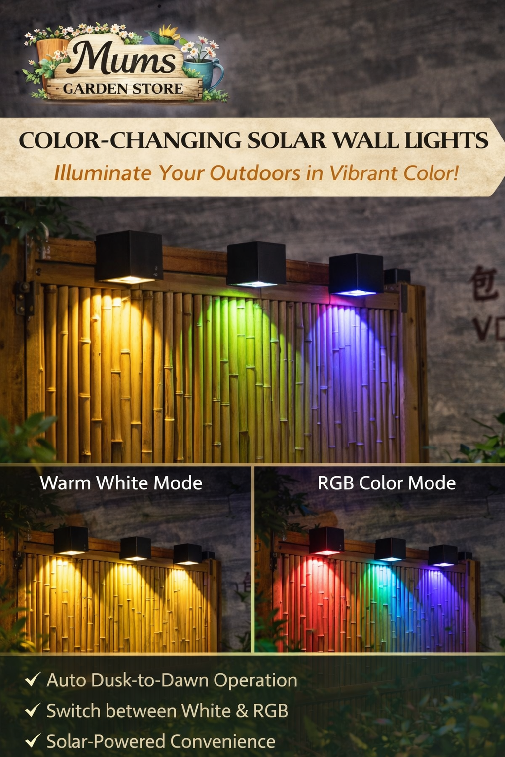 LED Solar Light Outdoor Garden Wall Lamp