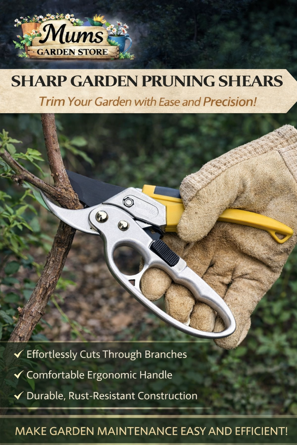 Heavy Garden Pruning Shears with SK-5 Metal Blade