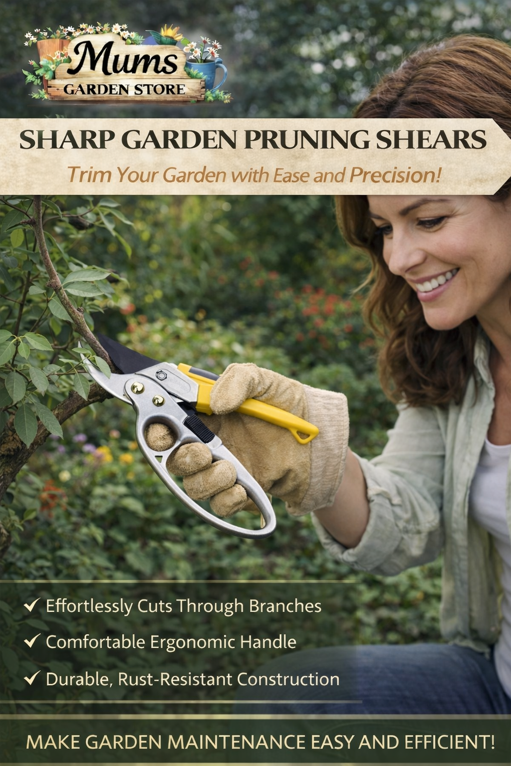Heavy Garden Pruning Shears with SK-5 Metal Blade