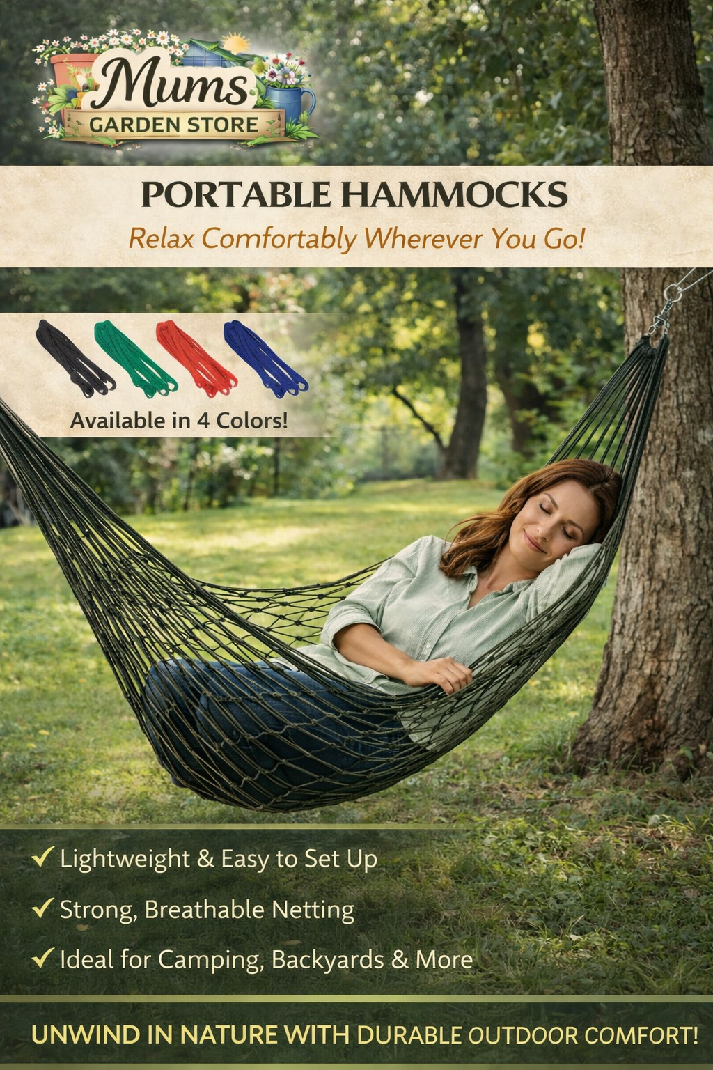 Premium Nylon Rope Single Hammock - Bold Mesh Design for Camping and Outdoor Furniture